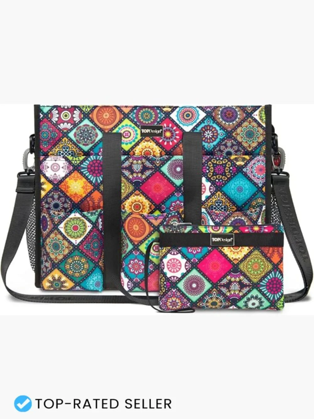 Utility Water Resistant Tote Bag with 22 Pockets Top Zipper Closure for Work